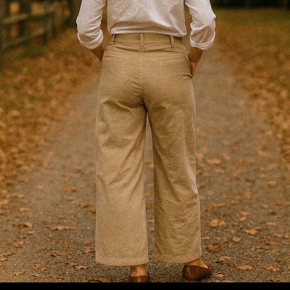 AMERICAN EAGLE HIGH RISE WIDE LEG STRETCH TROUSERS BEIGE WOMEN’S SIZE 12 - Picture 4 of 16